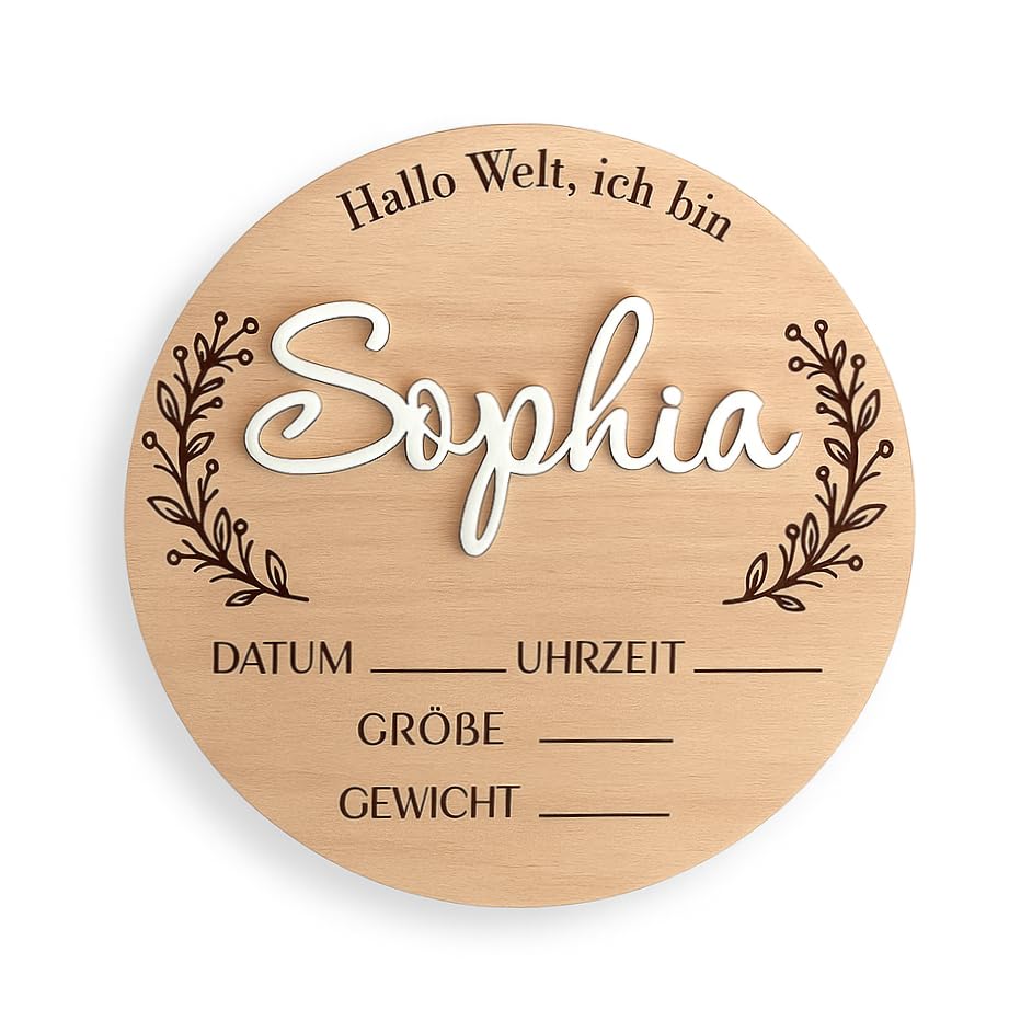 Personalisierte Hallo Welt Holzschild mit Name und gravierte...