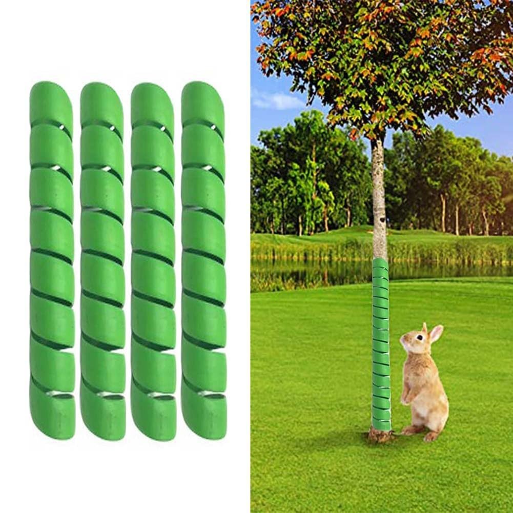4pcs Tree Trunk Protectors, Plastic Spiral-Type Tree Guard Trunk Protector Tube Wraps for Protecting Saplings Plants from Rabbit Cats(green 1.96”)