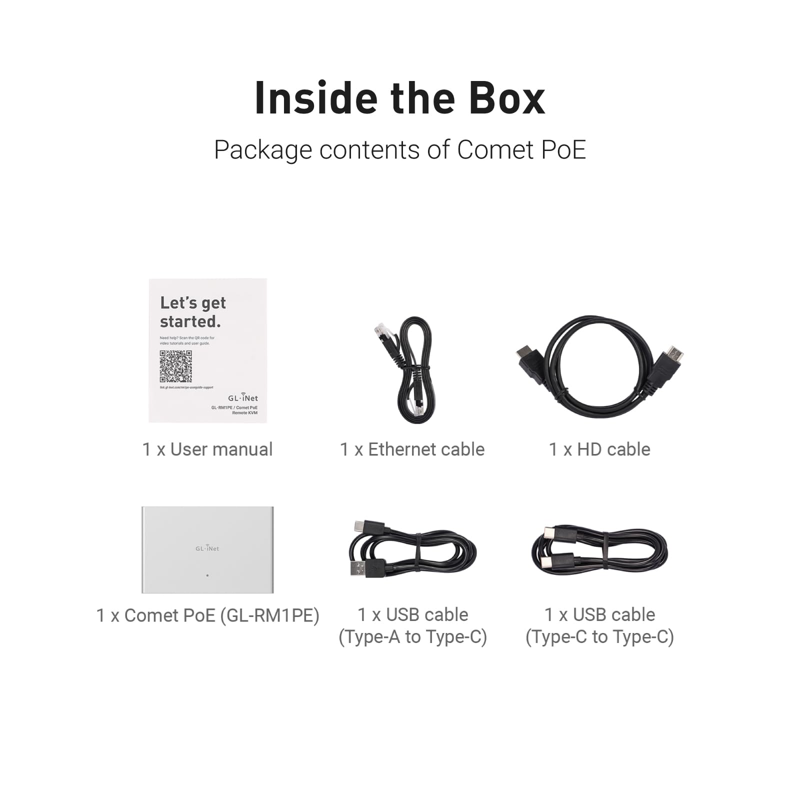 GL.iNet Comet PoE (GL-RM1PE) Remote KVM Control Over Internet - PoE/Type-C Dual Power Option 4K@30Fps,32GB EMMC Tailscale Support for PC Server Remote Access Power Management Adapted KVM Switches