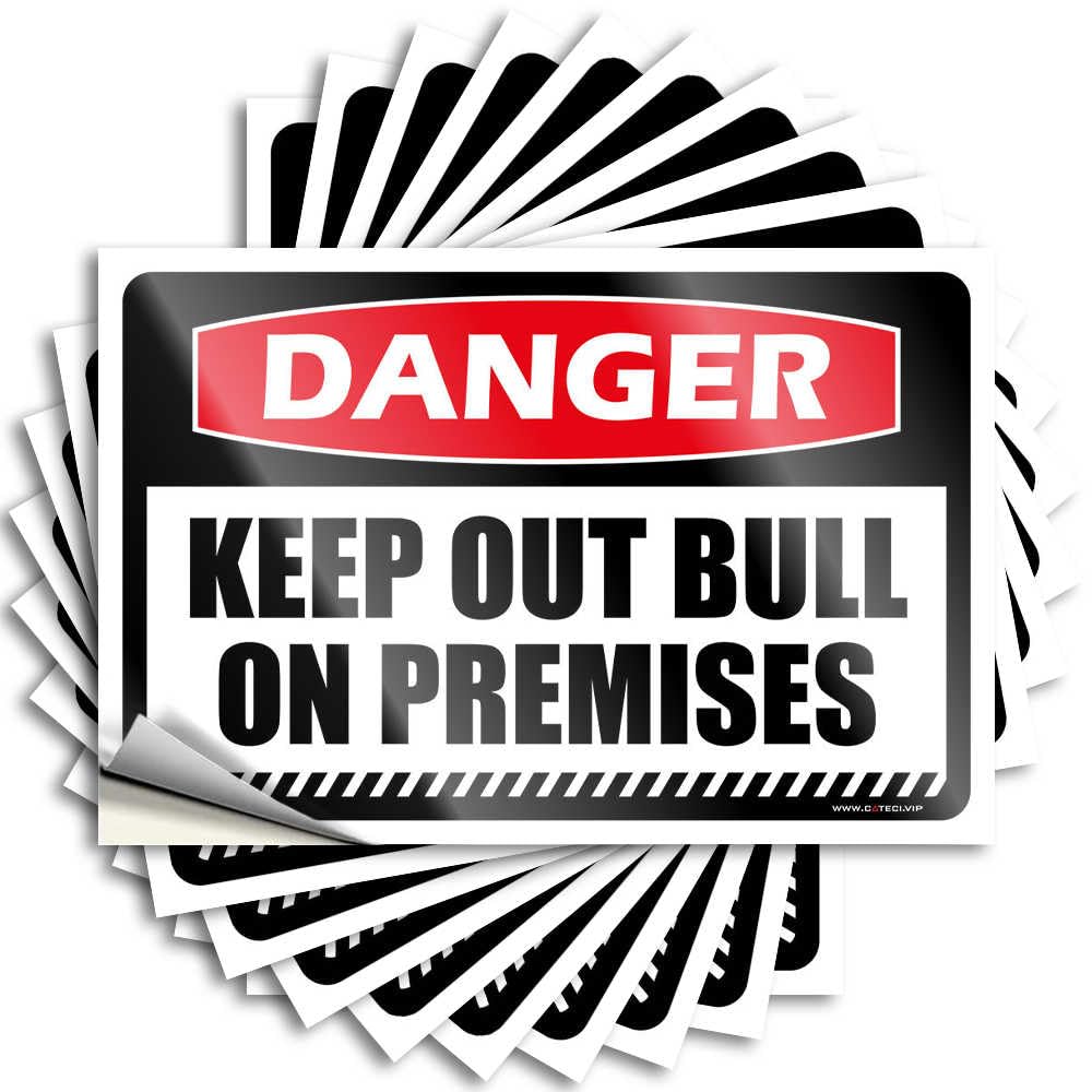 Fzfn Men's Colour Saying Bedroom Decor For Vinyl Sticker | Danger Keep Out Bull On Premises Funny For Ideas Use(8X12cm)