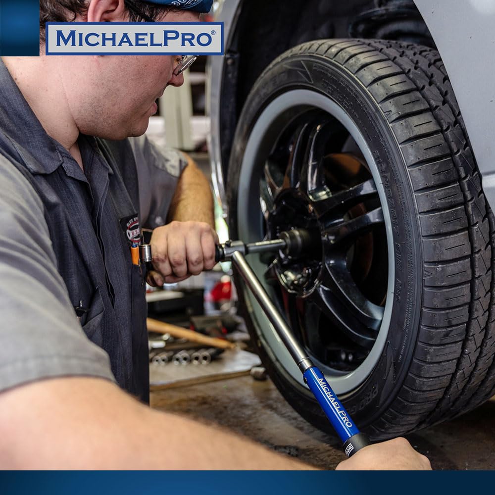 MichaelPro MP001002 Llave de torque Click Through - Llave de torque de 1/2 pulgadas con 3 enchufes (11/16", 3/4", 13/16"/17-19-21 mm) con ajuste micrométrico Precise - 2 en 1 con llave de Lug para