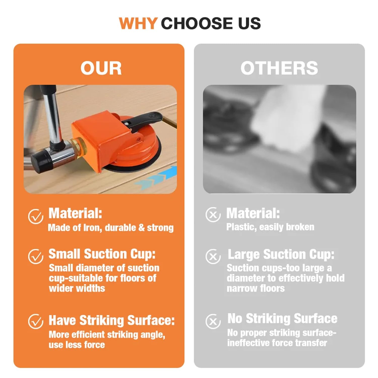 Floor Gap Fixer Tool, 2026 Enhanced Floor Suction Cup Tool for Gaps Vacuum Suction Cup for Laminate Vinyl Wood Tile Flooring (Burnt Orange) - 5