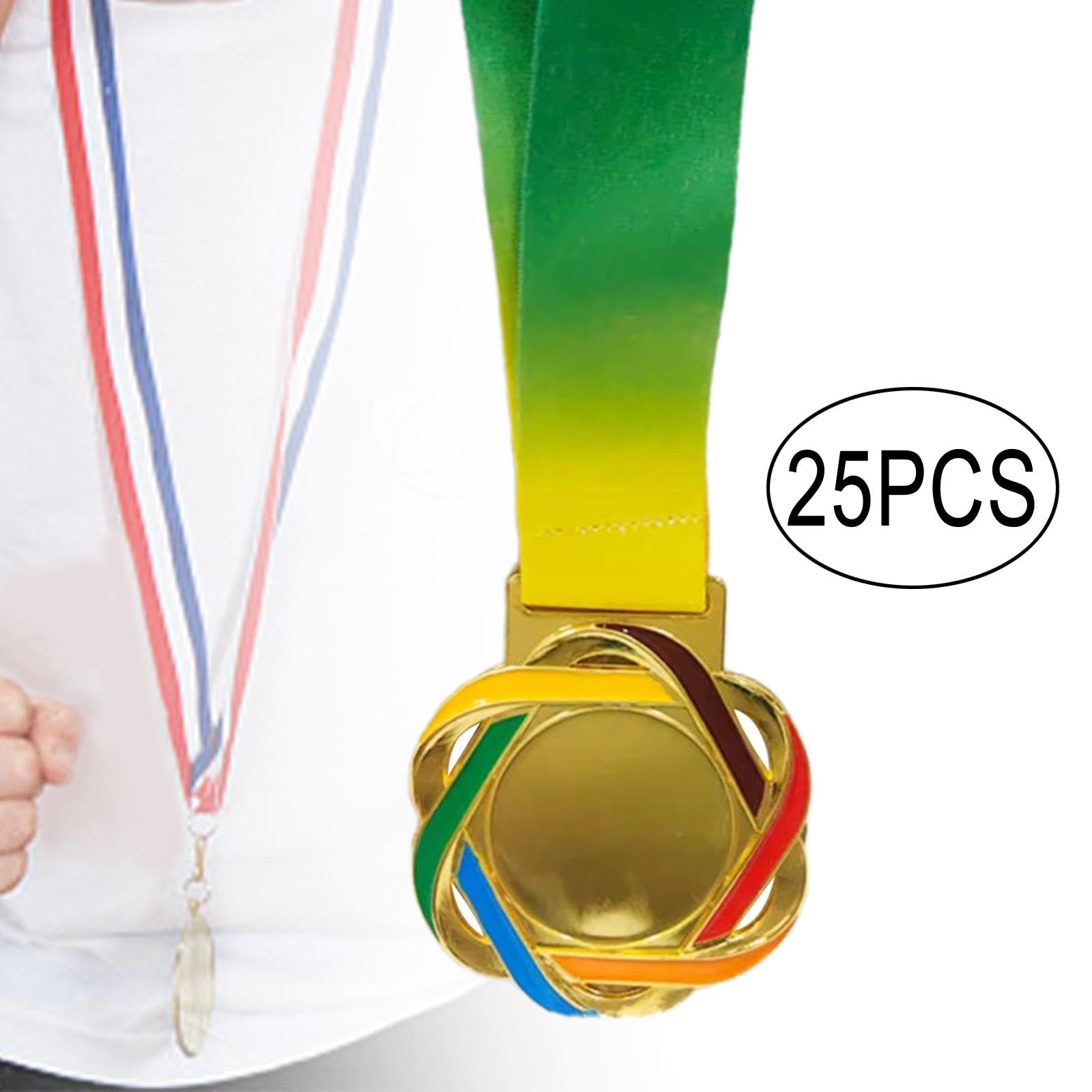 25 Stück medaillen mit Halsband Belohnungspreise Preismedaillen Spielpreise für Schüler Partygeschenk Schule Basketball Sport