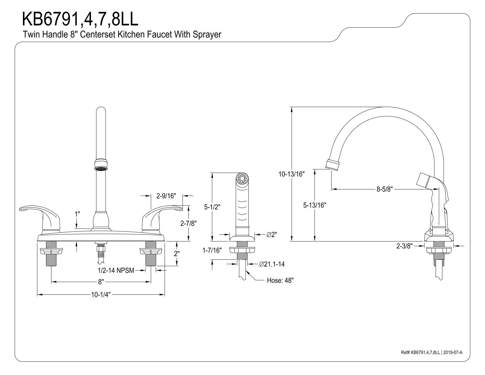 Kingston Brass KB6791LL Legacy Grifo de cocina con boquilla de cuello de ganso con pulverizador blanco, 8-3/4 pulgadas, cromo pulido