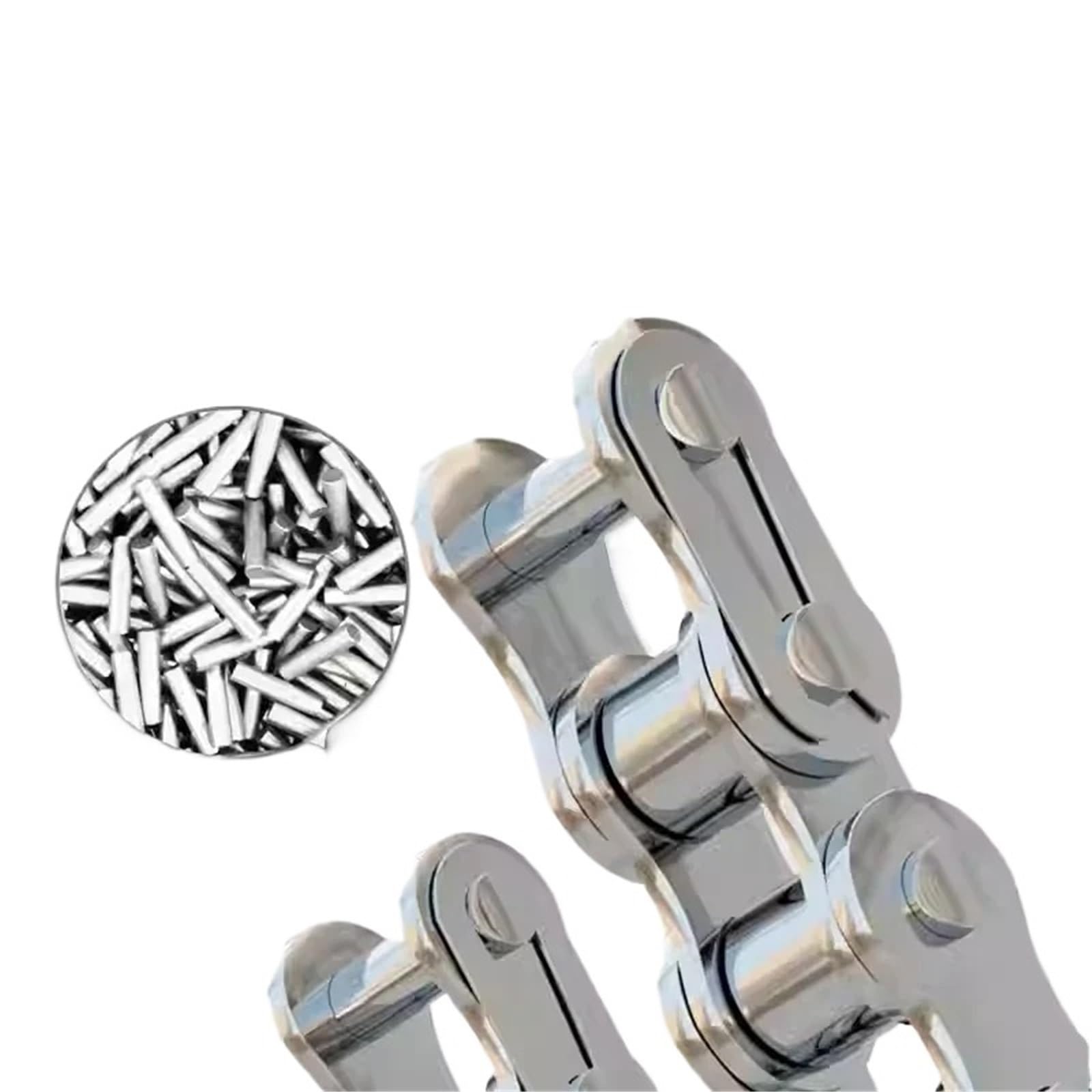 Rollenkette Aus Kohlenstoffstahl 1/1,5/5 Meter 04C-1 06B-1 08B-1 12A-1 Edelstahlkette, einreihige Kette, industrielles Rollenketten-Getriebezubehör(10A-1-1.5Meter)