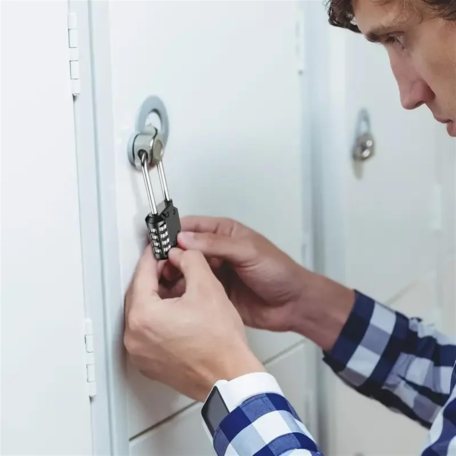 Cadenas Code Cadenas de sécurité à 4 Chiffres en Alliage de Zinc, Serrure à Combinaison for tiroir, Armoire, Salle de Sport, Serrure de Porte antivol extérieure(8)