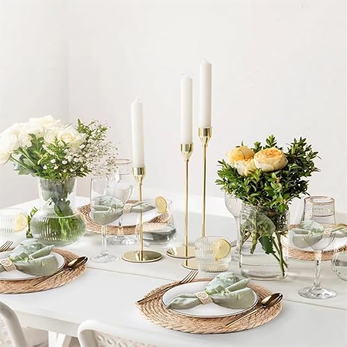 Miniatura 5 de Manteles individuales redondos de ratán bohemio de 12 pulgadas, manteles individuales de mimbre trenzado, manteles individuales de mimbre para mesa