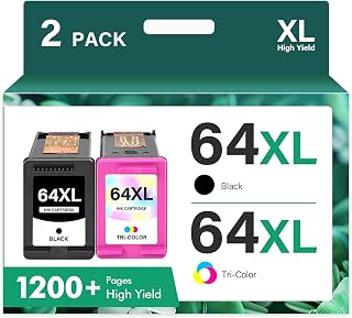 64XL 64 7900e Black and Color Ink Cartridge Combo Pack Remanufactured Replacement for HP Printers 7900e Series Envy Photo 7855 7858 7155 Inspire 7200e 7255e 7955e 6255 Tango Ink Cartridges (2 Pack)