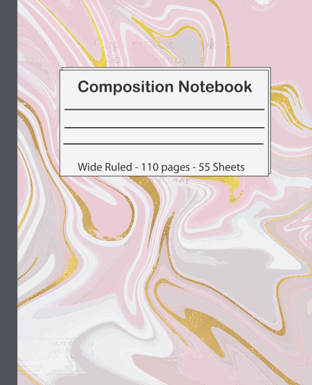 Composition Notebook: Pretty Gold Purple Turquoise Liquid Marble, Wide Ruled Paper Notebook Journal, Blank Wide Lined Workbook for Girls Boys Kids Teens Students , 7.5 x 9.25 inch