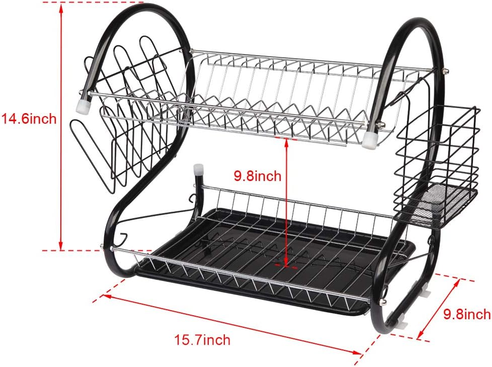 Buy 2 Tier Dish Drying Rack with Drainboard, Stainless Steel Dish Rack