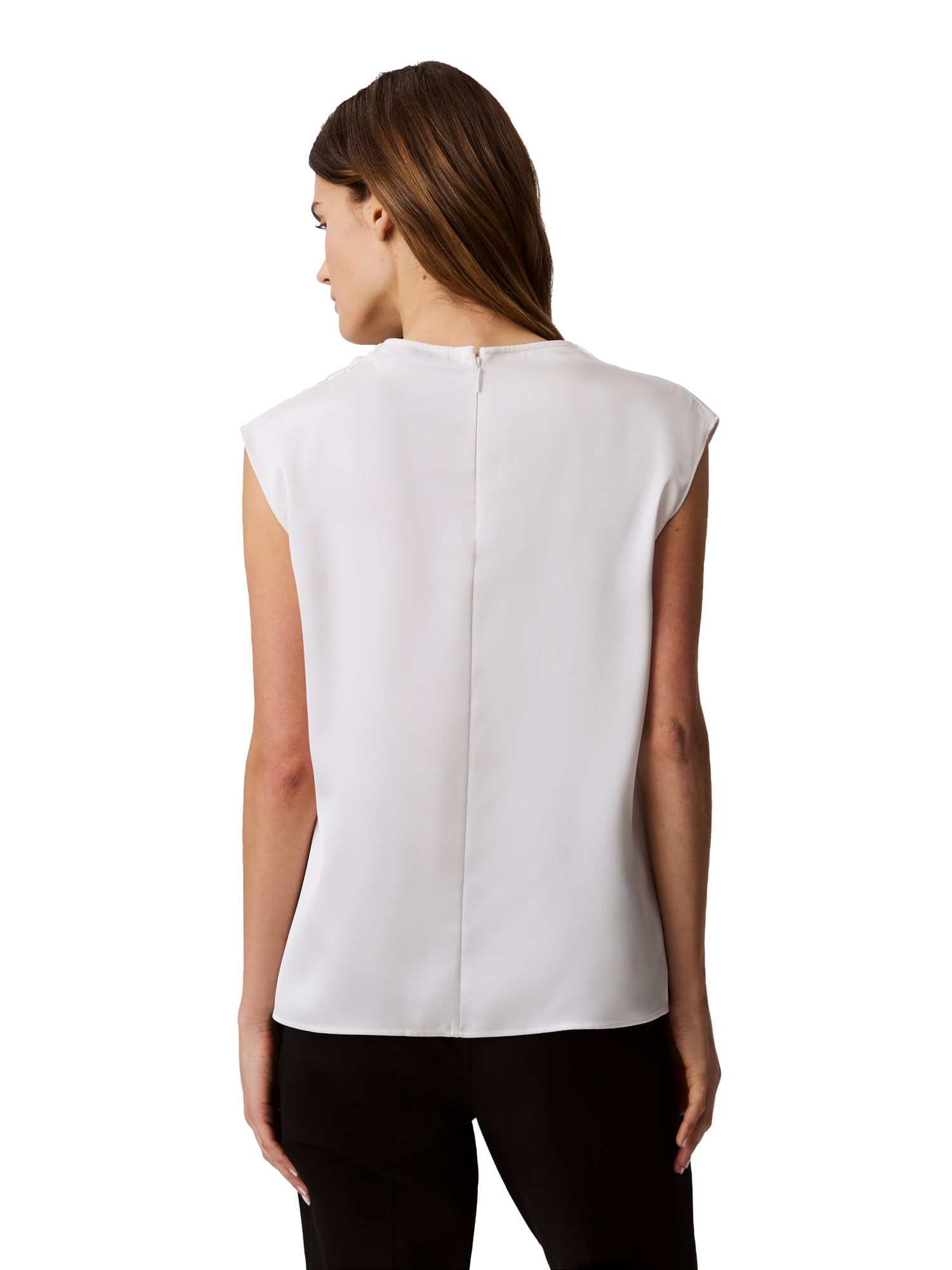 Calvin Klein Damenbluse aus Satin mit Wasserfallausschnitt, Meersalz, Groß