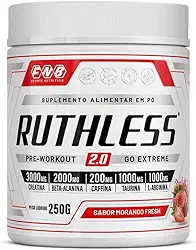 Pré treino Ruthless (creatina + L-arginina + cafeína + beta-alanina + taurina) 250g sabor morango