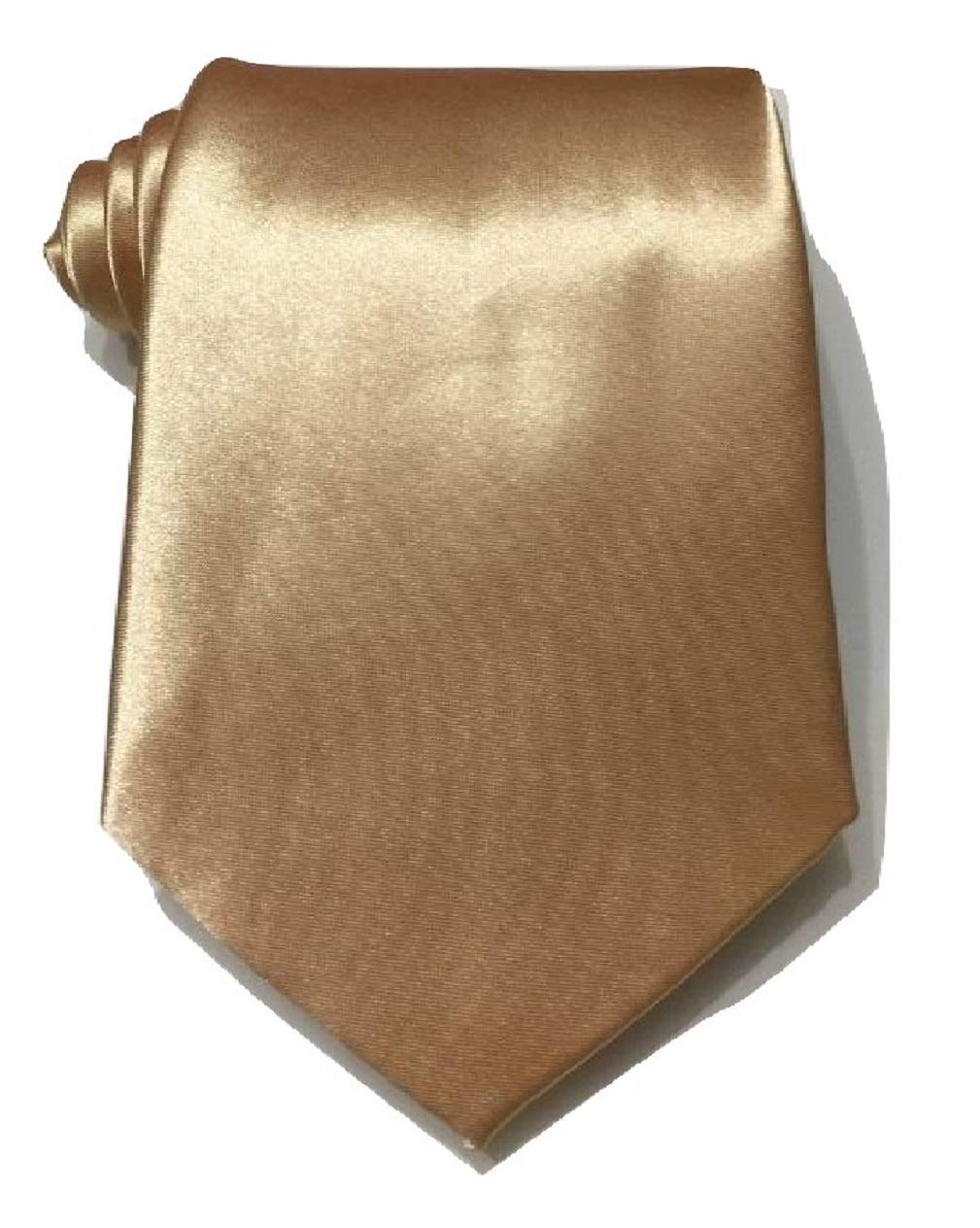 L&L® Standard 9cm Wide Mens wedding event prom party plain Satin necktie tie (Champagne)