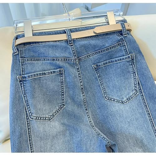 Rhinestone Jeans Men Sparkly Striped Jeans with Belt Shiny Vintage Straight Wide Leg Uncuffed Denim Pants4