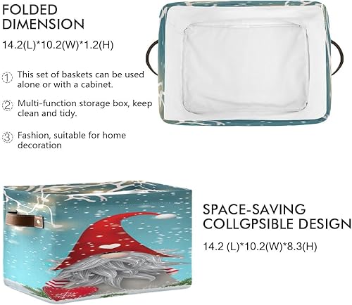 Miniatura 3 de Lindos y divertidos estantes de gnomo de buena suerte de Navidad, color azul, de tela duradera, organizador de armario para ropa y cesta para ropa