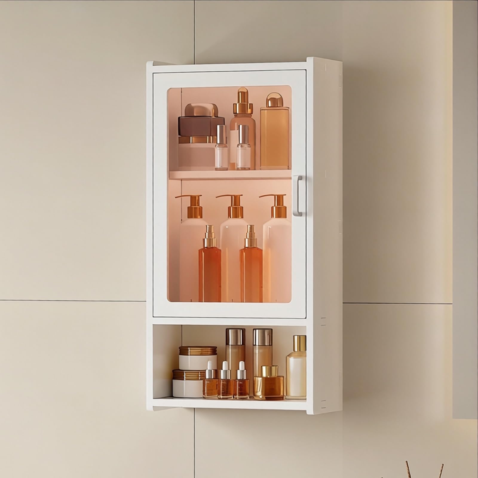 Wall Mounted Bathroom Cabinet With Fluted Acrylic Doors Over The Toilet Sto Pvc Mcine Cabinet For Kitchen & Laundry Room,Brown-30*15*60Cm/11.8*5.9*23.6In,Brown-30*15*60cm/11.8*5.9*23.6in