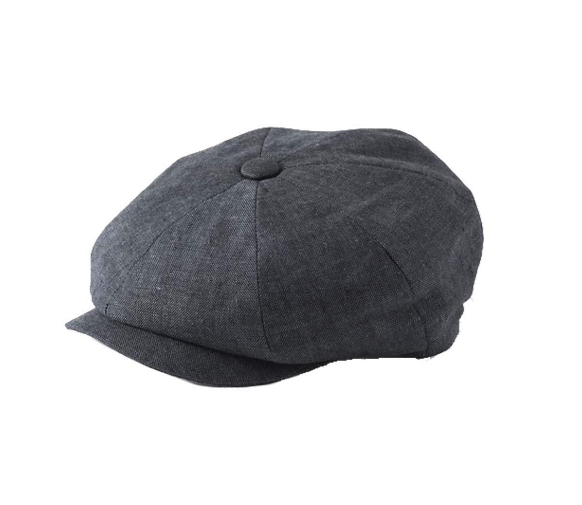 Failsworth Hats Alfie Newsboy Baker boy Linen 8 Piece Cap - Charcoal Grey (60cm - 7 3/8 UK - 7 1/2 US)