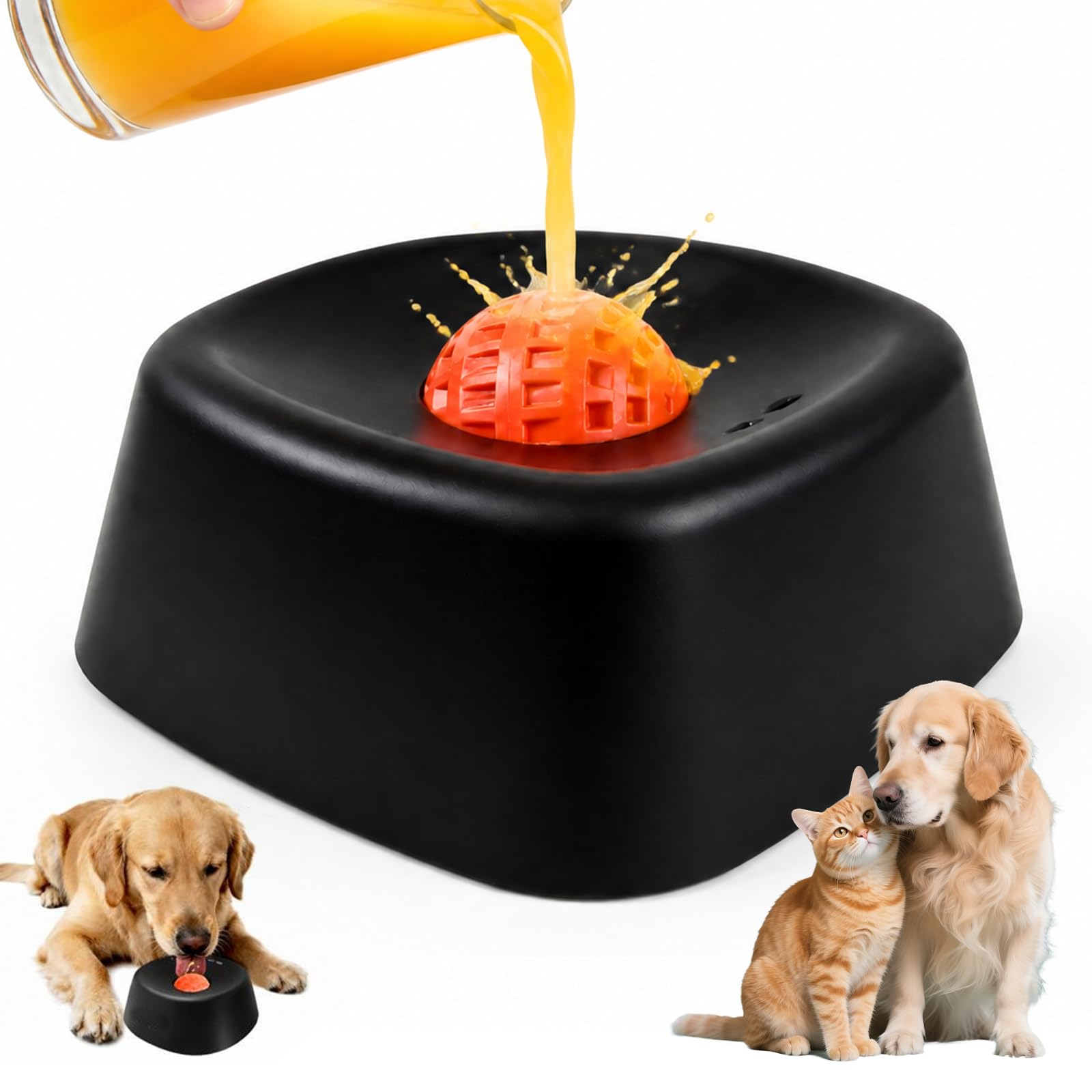 SOLVIO Premium Dog Licking Bowl with Rolling Ball - Anti-Spill Slow Feeder Dog Bowl for Liquid Treats, Bone Broth and Yogurt for Mental Stimulation and Boredom Relief