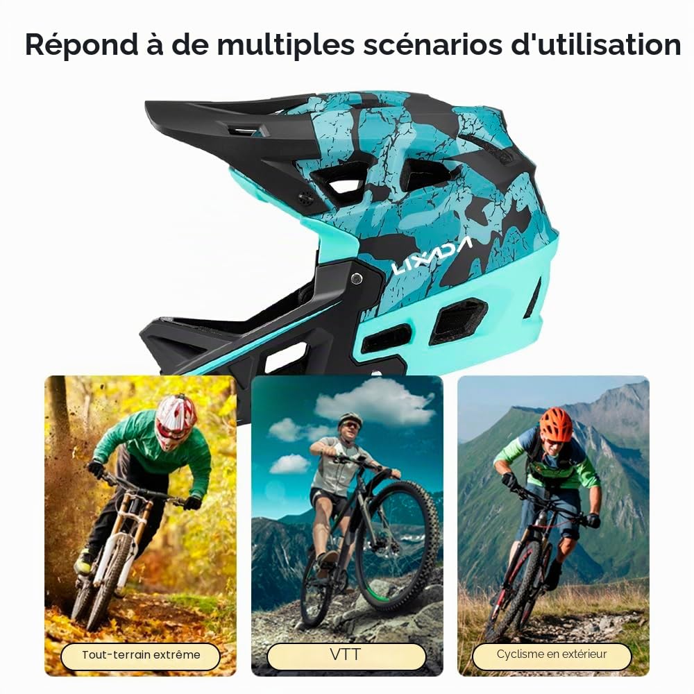 Lixada Casque intégral pour adulte, casque de course de VTT Downhill pour VTT