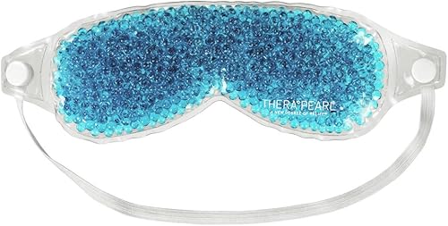 TheraPearl Máscara de ojos, cuentas de gel flexibles para terapia de frío y calor, compresión no tóxica para ojos hinchados, azul, reutilizable