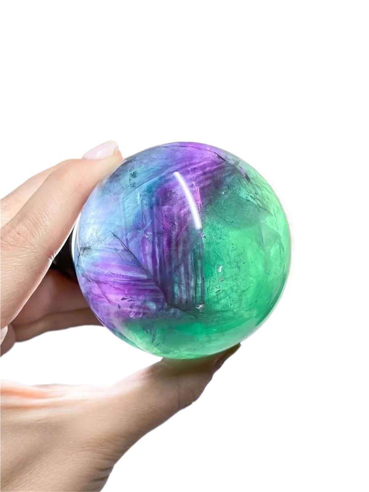 Crystal Sphere Colorful Fluorite Sphere Home Office Decor Ornament