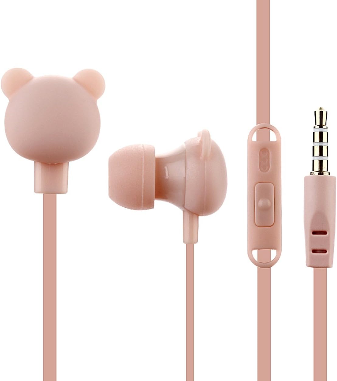 Cute Bear Shape In-Ear Earphones Headphones for all Smartphones, iPhones, iPods, MP3 Players, Tablets – with In-Line-Control - Perfect Fit for Running and Sports