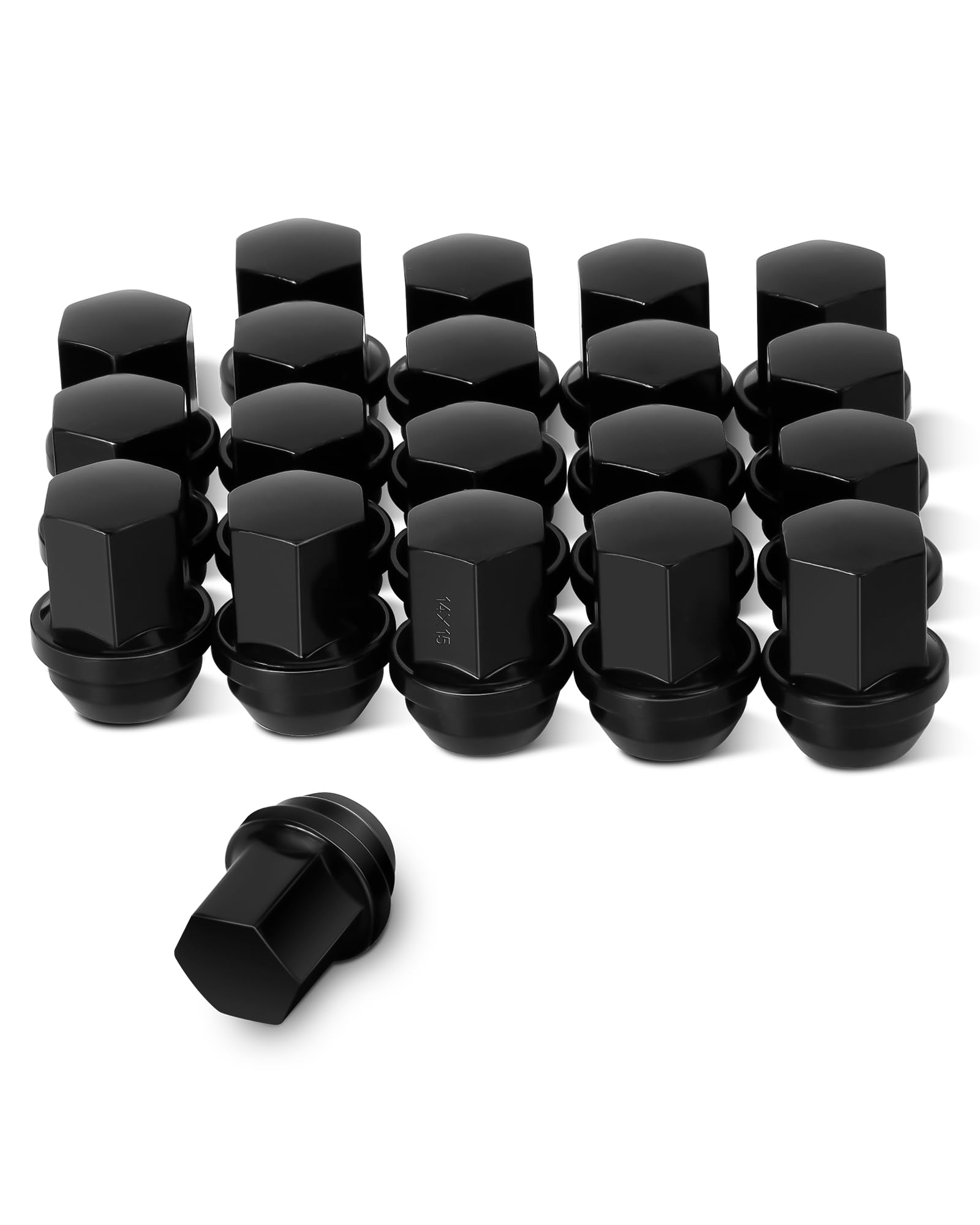 KSP M14x1.5 OEM/Factory Lug Nuts 20PCS for Tesla Model 3/X/S Dodge Ram 1500, Black Chrome Wheel Lug Nut 1.5"(38.5mm) Height 7/8"(22mm) Hex, Fit Stock Aluminum Wheels 60 Degree Conical Bulge Seat
