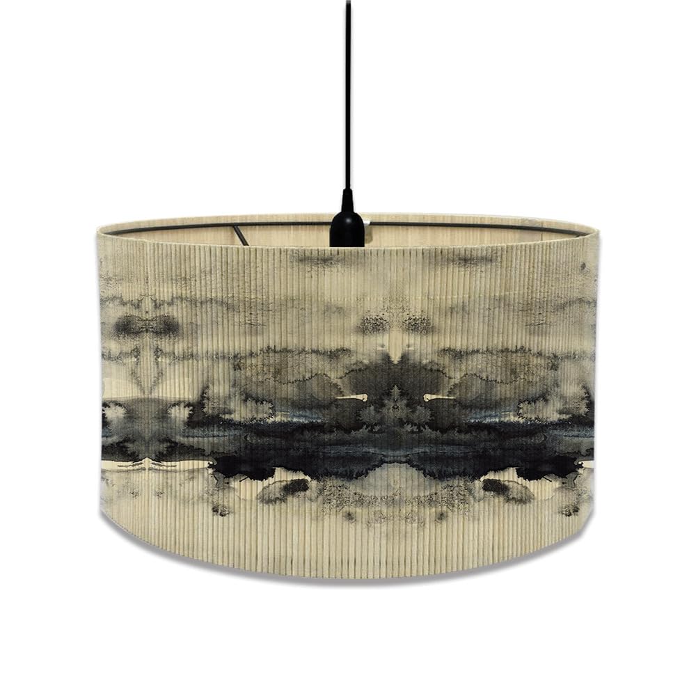 FANSU Round Drum Light Shade for Table Lamp, Modern European Marble Print Pattern Pendant Lampshades Easy Fit for Living Rooms, Bedroom, Hallways, Reading Room (30x30x23cm,Black)