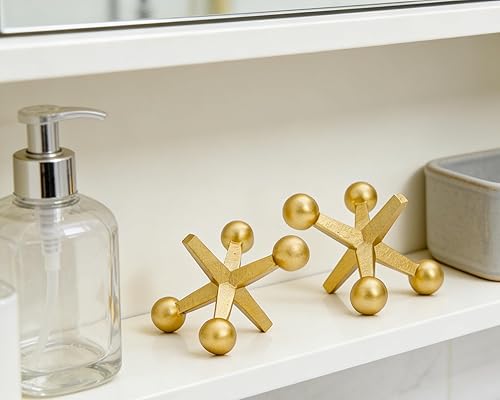 Miniatura 5 de Retro Jack Knick Knacks Gold Accent Decor Set de 2 pequeños objetos decorativos antiguos para el hogar, dormitorio, oficina, estante, escritorio,