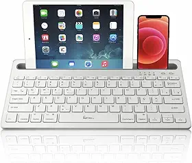 Teclado Bluetooth para Tablet e Celular, Sem fio, Recarregável, Dual Slim, Moderno, Teclas macias e silenciosas