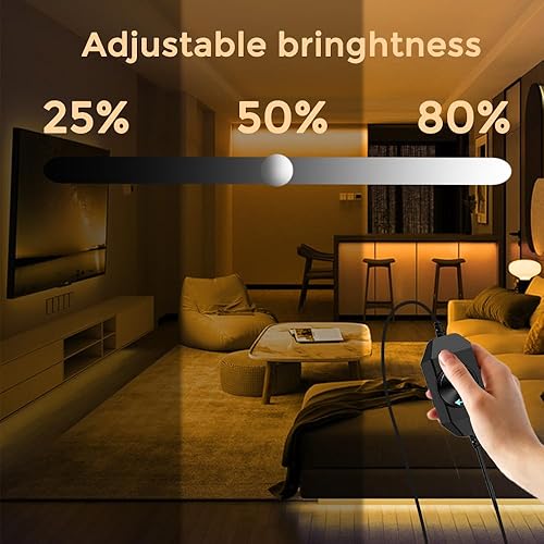 Miniatura 3 de Tira de luz LED COB de 24 V, tira de luz LED blanca cálida de 16.4 pies, 3000 K, kit de luces LED COB flexible de 24 V con adaptador y control