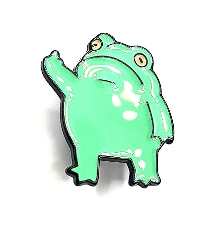 Funny Green Frog Middle Finger Swear Attitude Meme Metal Enamel Pin Badge