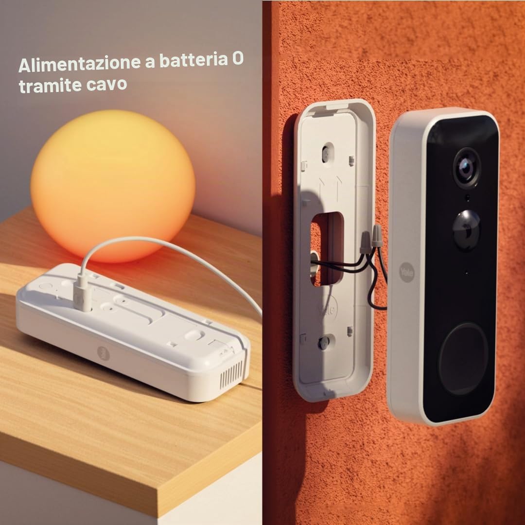 Yale Campanello Smart SV-VDB-1A-W Bianco, Visualizzazione Live Full HD, Audio bidirezionale, Registrazioni di Movimento, Visione Notturna, Chiamata in Tempo Reale, Gestione Tramite l'app Home