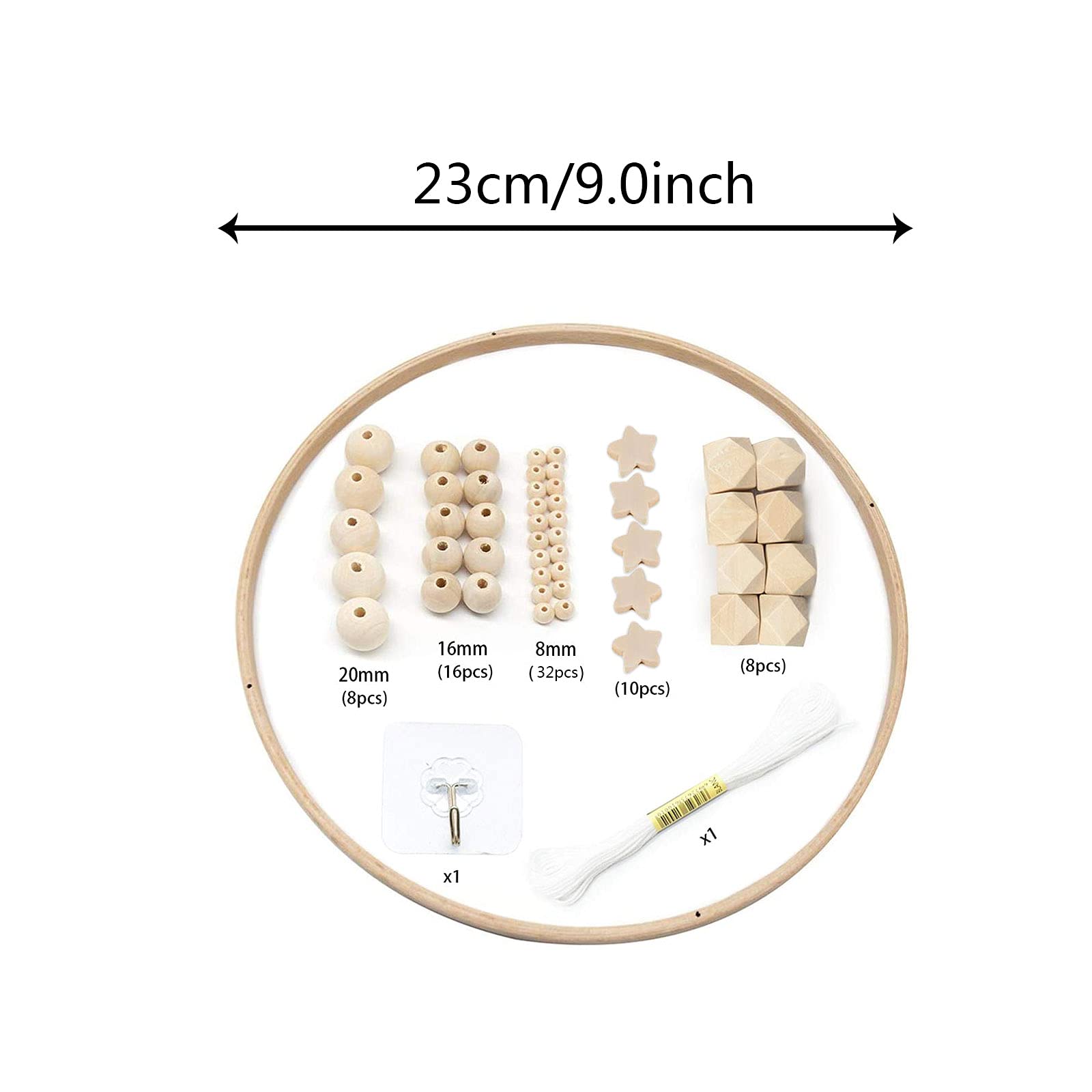Kit telaio mobile in legno fai-da-te, Pendenti Perline da Giardino Fatti A Mano, Perline Legno Naturale, Campana Di Vento Bambini, Giocattoli Per Culla Neonati, Culla Musicale