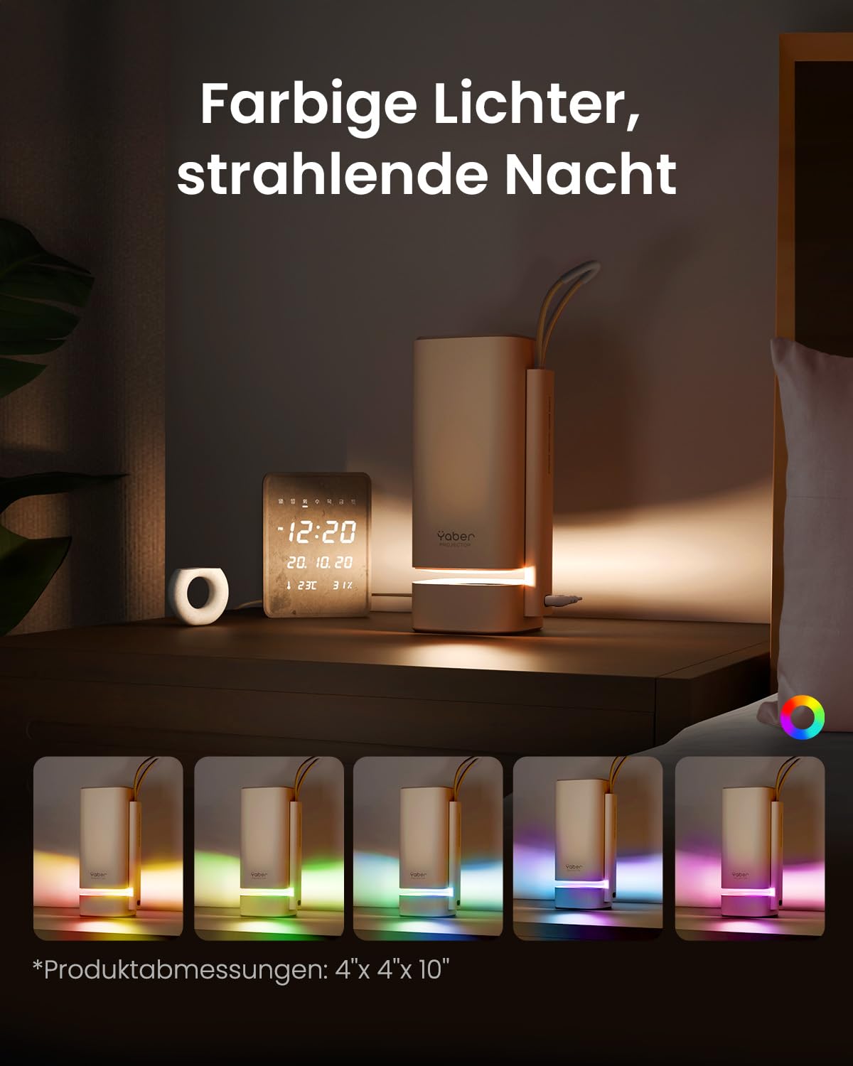 Yaber Mini Beamer【Turbo Sonic Bass & HDR 10】 T1 Pro Smart Beamer Heimkino Native 1080P, Bluetooth 5.4 und WiFi 6, Dolby Audio, Autofokus, Trapezkorrektur, 180° Drehbar Tragbarer Projektor