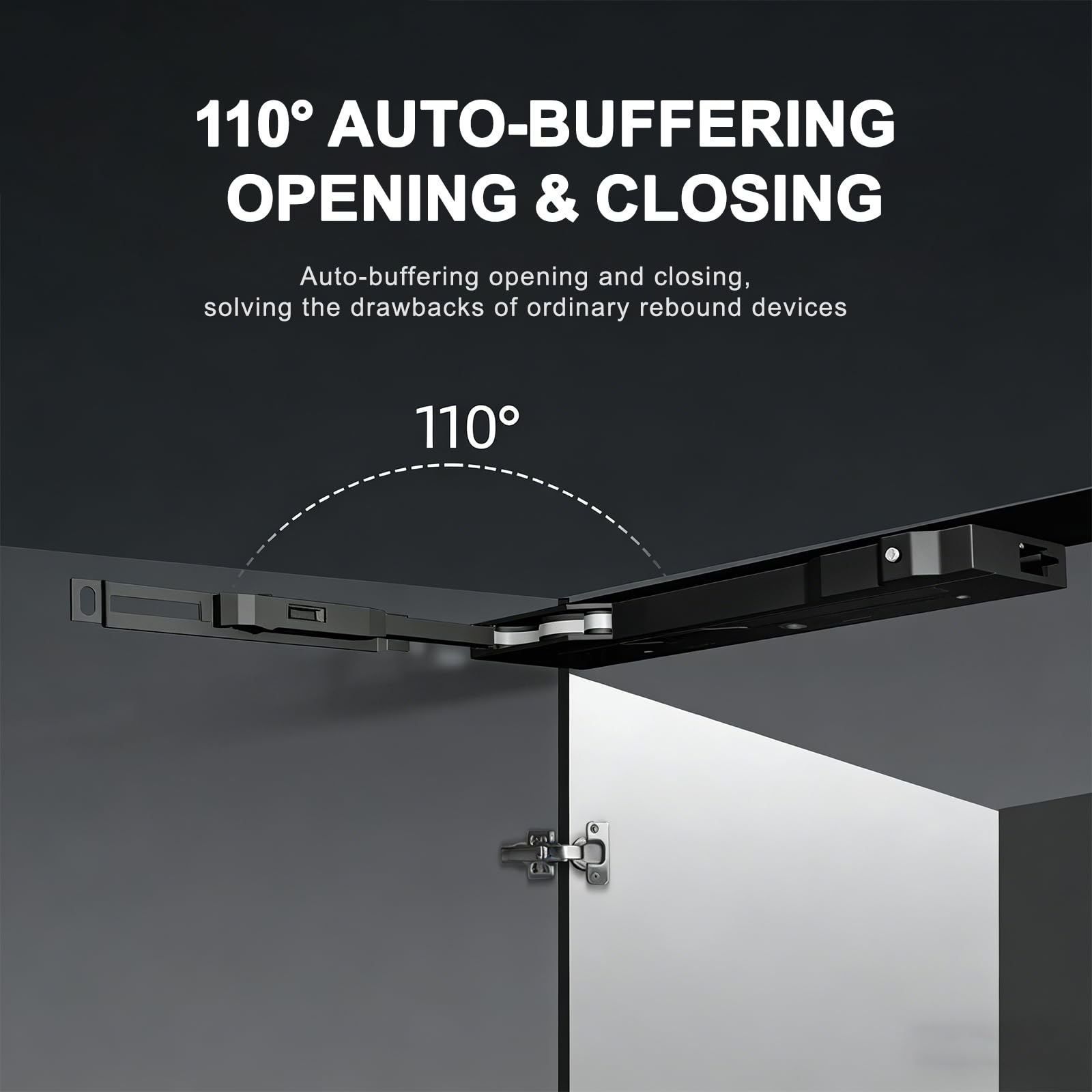 Ouvre Porte De Placard Automatique, Ferme Porte Amorti Invisible, Avec 3 Charnières, Sans Poignée, Ouverture Par Simple Pression, Angle D'ouverture De 110°, Convient Aux Portes De Placard