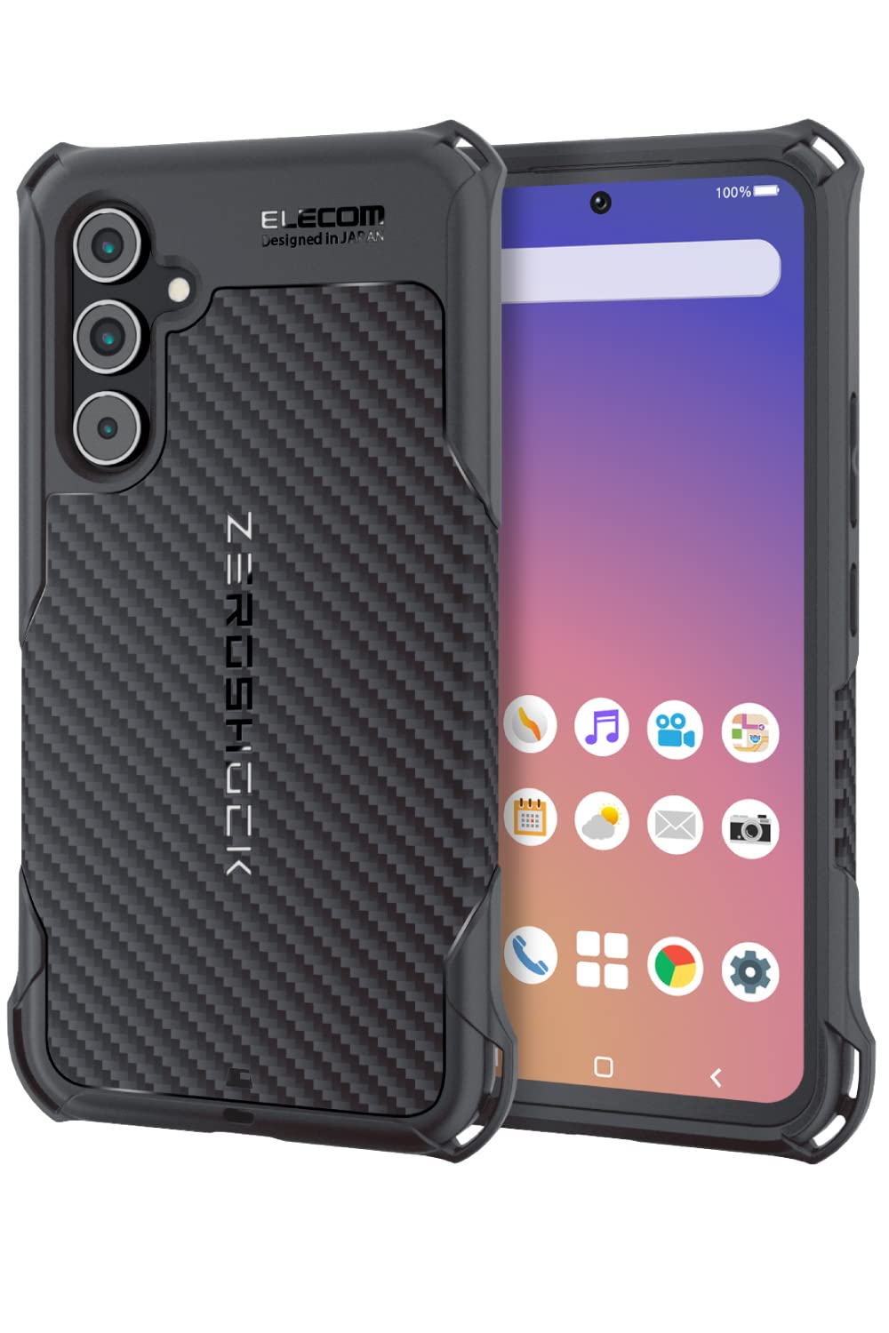 ELECOMPMWG233ZEROGBK Galaxy A54 5G SC-53D SCG21 Case, Shockproof, ZEROSHOCK Square Damper, Soft, TPU, Honeycomb Construction, Grip Texture, Wireless Charging, Strap Hole, Black