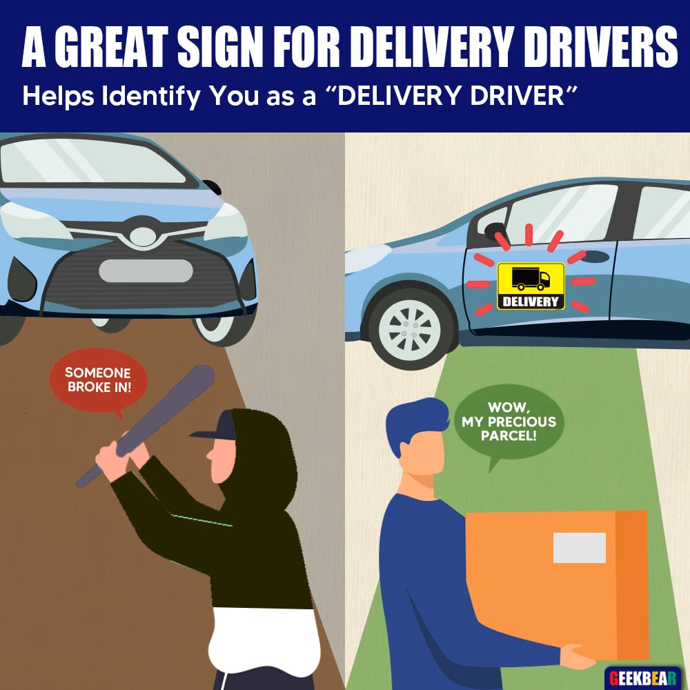 GEEKBEAR Delivery Driver Sign (2 Pack), Delivery Car Magnet, Reflective Waterproof Delivery Driver Bumper or Door Sign - Image 3