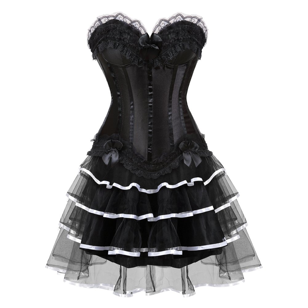 Corset Gothique Femme Satin & Tulle - Bustier Ajustable Pour Soirée, Cosplay Ou Mariage