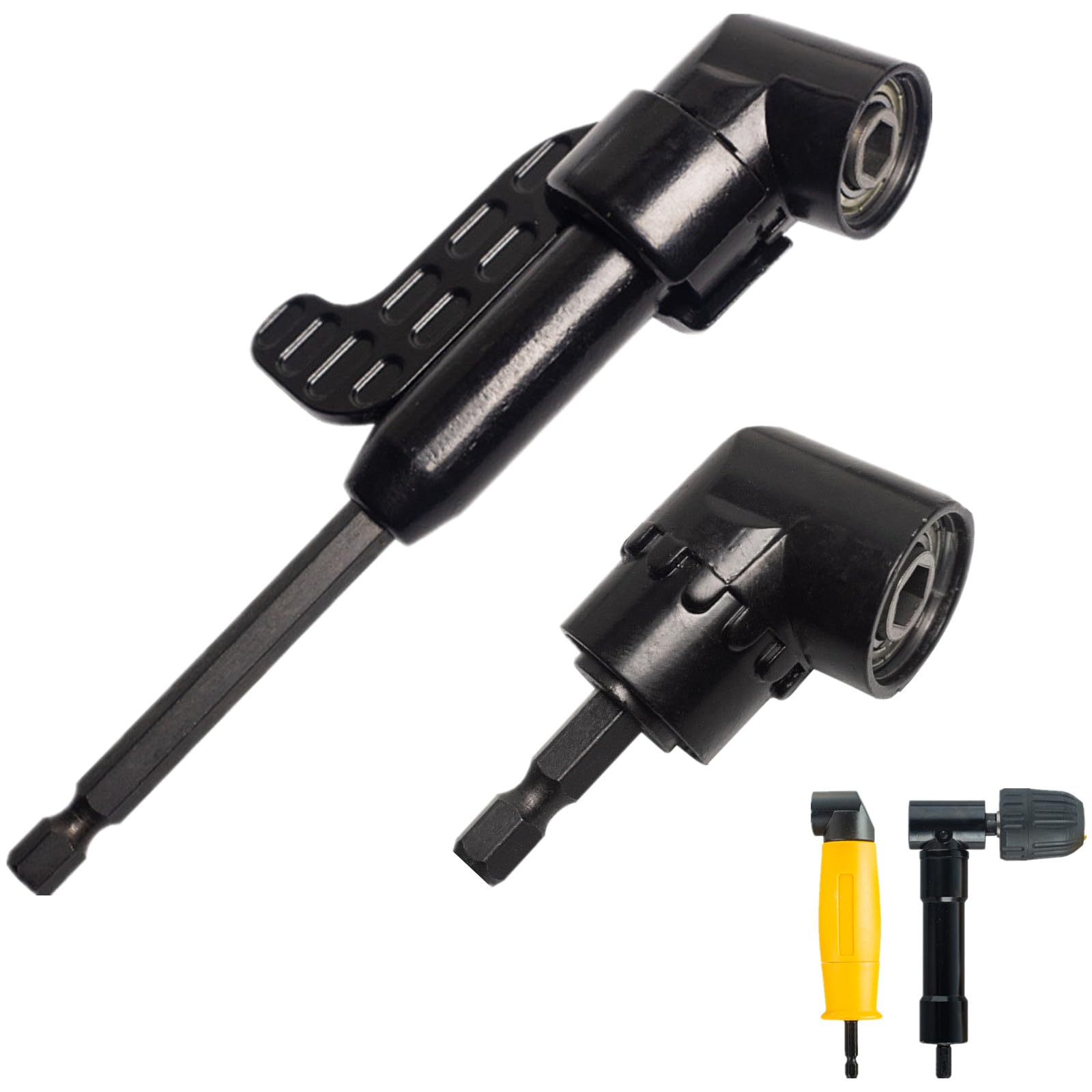 Sovtay Black 105 Degree Right Angle Drill Adapter, Corner Tool Screw Hub With Multi-Function Bend Screwdriver Bit, Corner Tool Screw Hub, 105 Degree Drill Attachment, Screwdriver Drill Bit Set (,Long+Short)