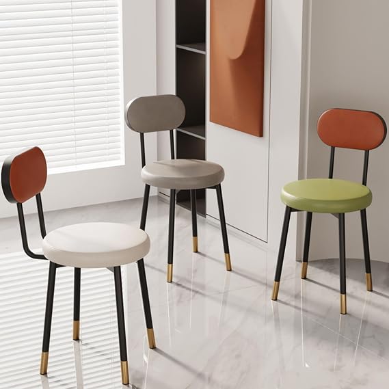 Leather Dining Chair, Ergonomic Dining Room Chair, Eames Chair, Durable Carbon Steel Metal Legs Counter Lounge Living Room Reception Chair Fashionable Color: Orange pad, Size: Orange back