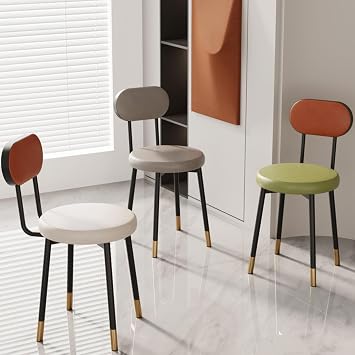 Leather Dining Chair, Ergonomic Dining Room Chair, Eames Chair, Durable Carbon Steel Metal Legs Counter Lounge Living Room Reception Chair Fashionable Color: Orange pad, Size: Orange back