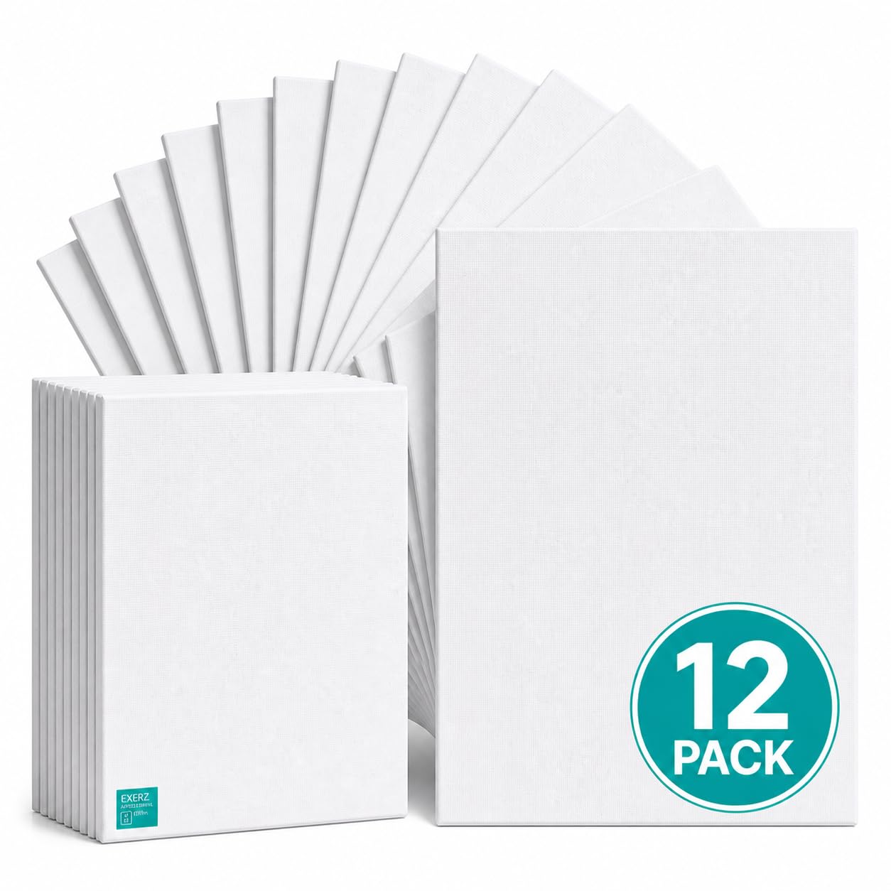Exerz Canvas Panels 40x50cm 12pcs, 3mm Canvas Board 280gsm 100% Cotton/Blank/Triple Primed/Acid Free/Medium Grain - Oil & Acrylic — image 1