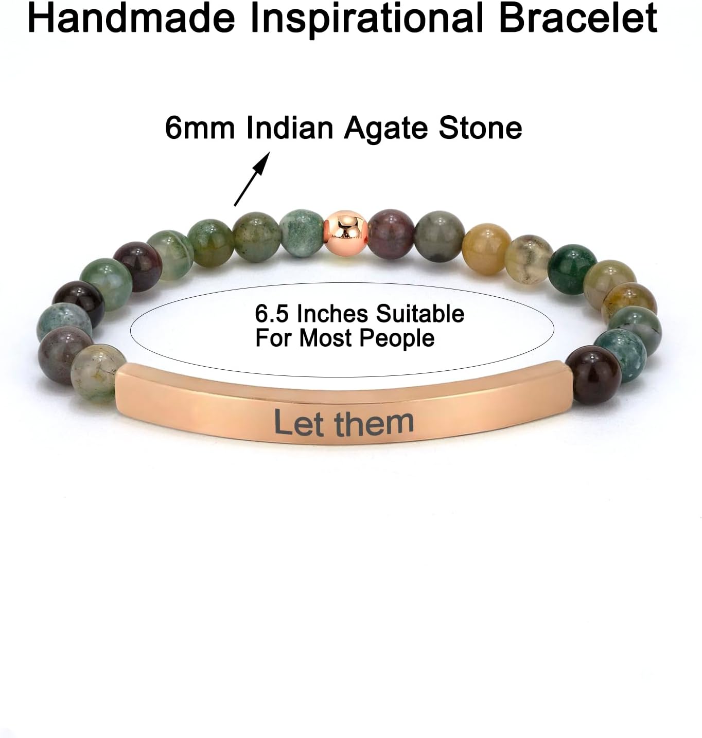 Inspirational Christian Bracelet for Women, Indian Agate Beaded Bible Verse Jewelry, 18K Gold Plated Religious Faith Gift, Scripture Encouragement Jewelry for Her - Image 2