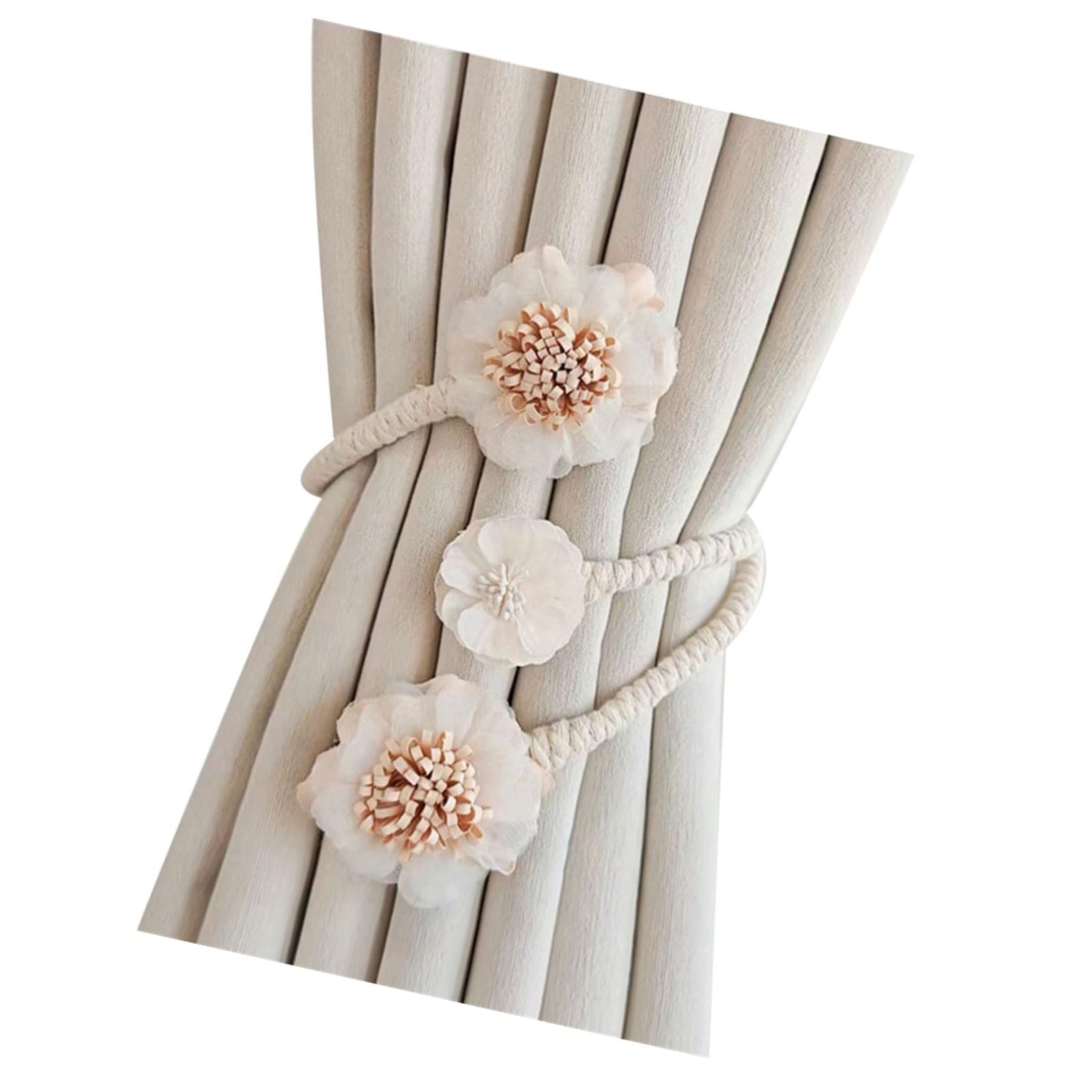 Metal Rope Window Drapery Holdback Clip Elegant Artificial Flower Curtain Tieback for Bedroom Kids Room Nusery Decors Adjustable Curtain Clip