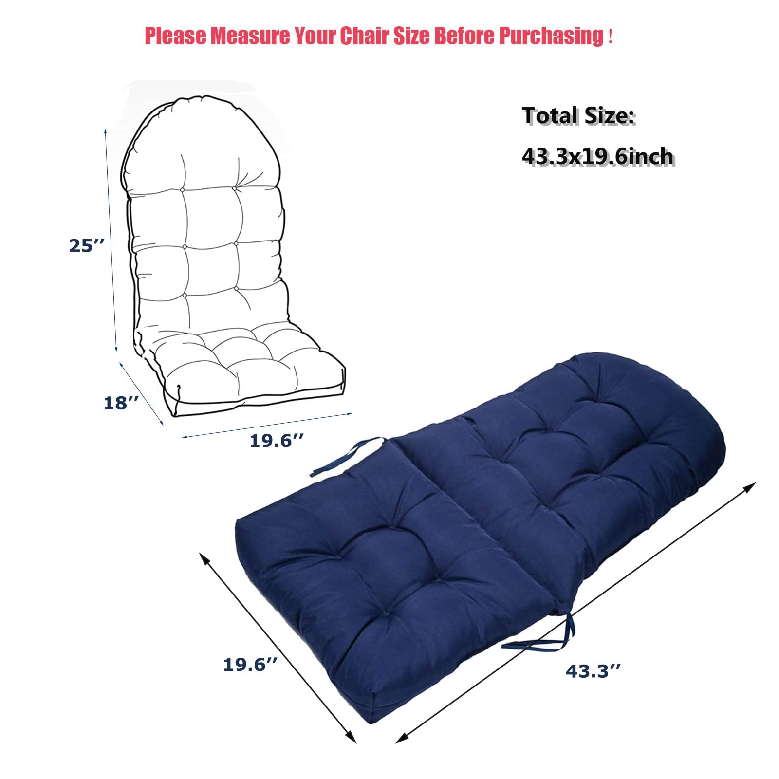 Cojines con respaldo para Sillas de terraza y jardín. cojines para sillones de Interior y Exterior. Cojin para Silla con respaldo, cojines acolchados,Grigio,110 * 50CM