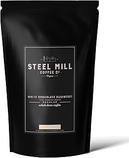 Steel Mill Coffee Co. White Chocolate Raspberry Truffle Whole Bean Coffee - 12 oz, Medium Roast, 100% Arabica, Vegan, Gluten-Free, Sugar-Free