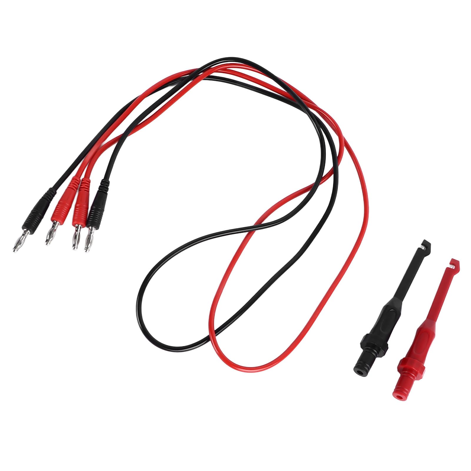 Banana Plug Test Wire, 4mm Banana Plug Test Wire Test Cable 10A Silicone Resin Insulated Black Red 3.3ft Electrical Testing, Test Probes & Leads