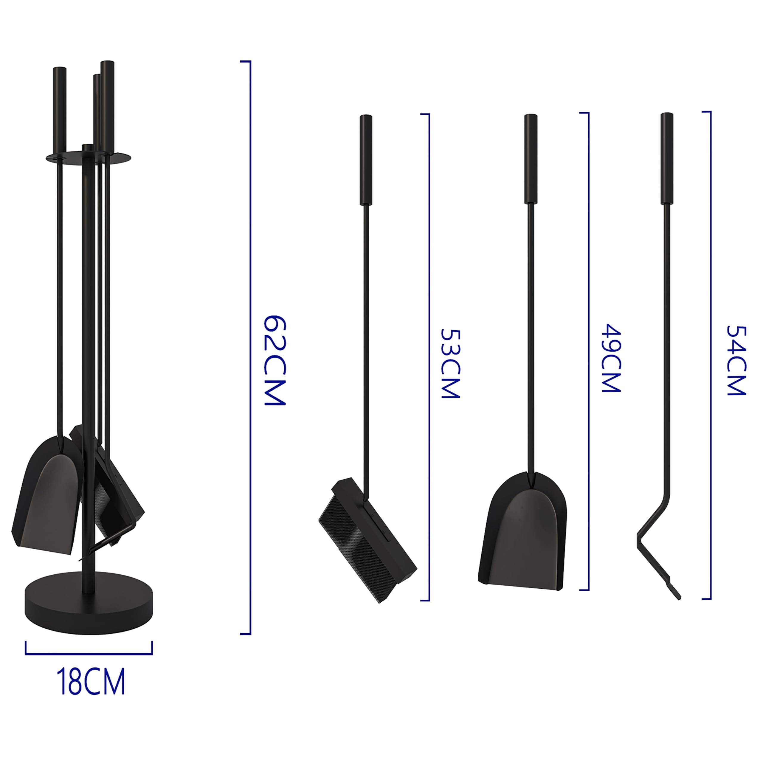 Kingson Fireplace Tools Set Includes Brush, Shovel - Image 3