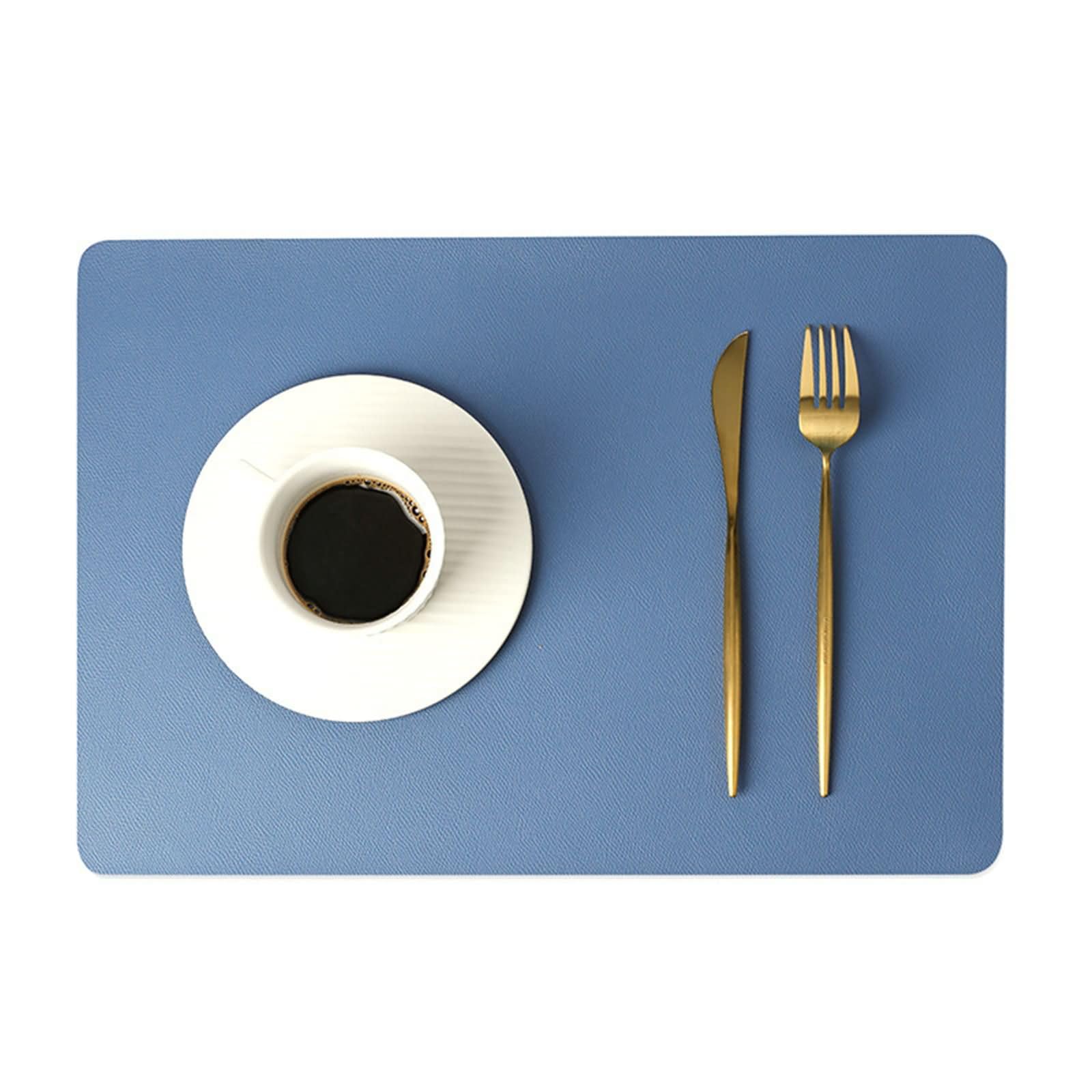 8 Pieces Set de Table, 43 x 30 CM Placemats de Table Antidérapant Bleu, Couleur Unie avec Rectangle